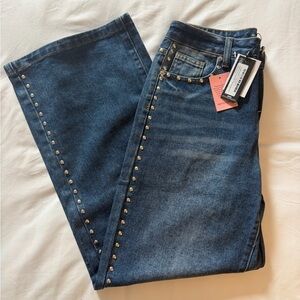 PLT Petite Midrise Stud Wide Leg Jeans NWT